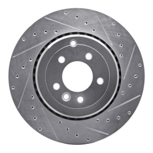 Land Rover Range Rover Sport Brake Rotor (1) - Rear Right - R1 Concepts - Drilled & Slotted - Silver - `10-`13
